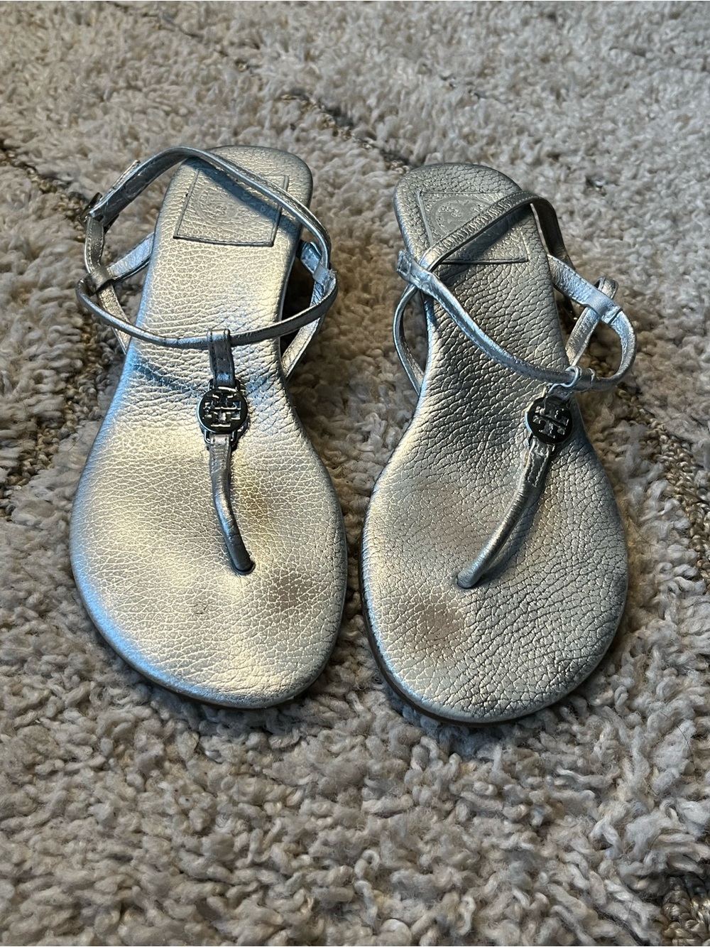 Tory Burch silver metallic wedge sandals - Picture 8 of 9